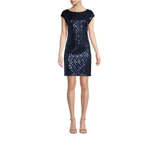 EUC Sequined Capsleeve Sheath Dress